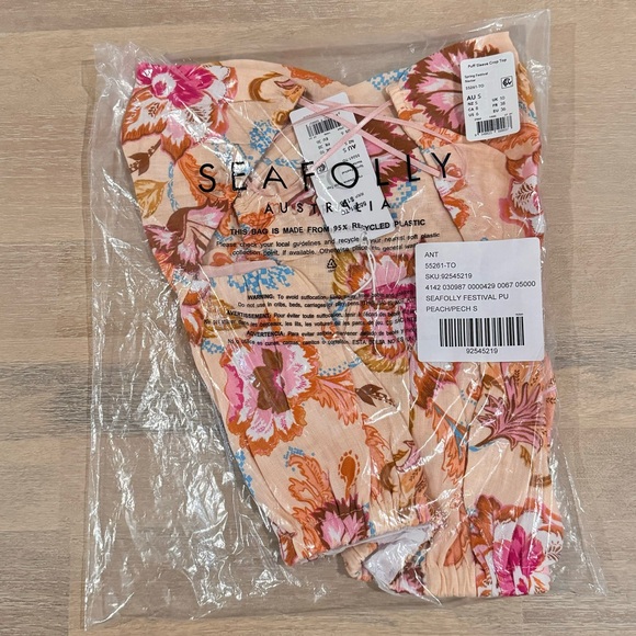 NWT Seafolly Crop Top in Peach - Picture 5 of 7